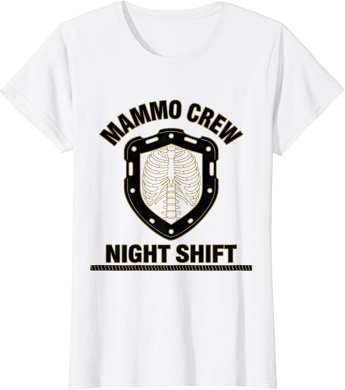 Mammo Crew Night Shift Radiology Tech Halloween Workplace T-Shirt - White
