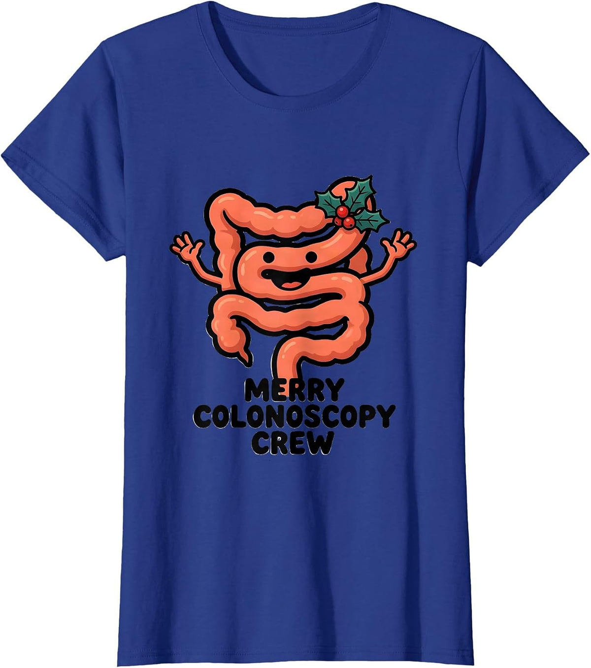 Women's Merry Colonoscopy Crew Funny GI Nurse Endoscopy Tech T-Shirt - Royal Blue