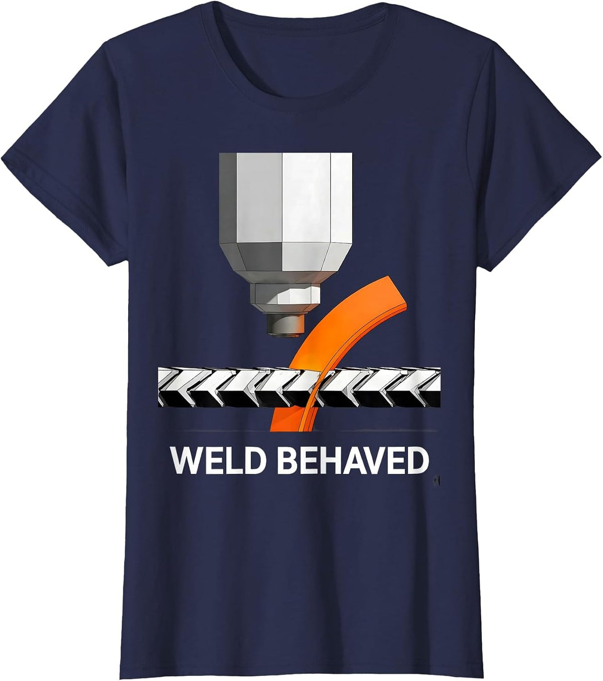 Women's Weld Behaved Brutalist Humor Welder Metal Worker Gift T-Shirt - Navy Blue