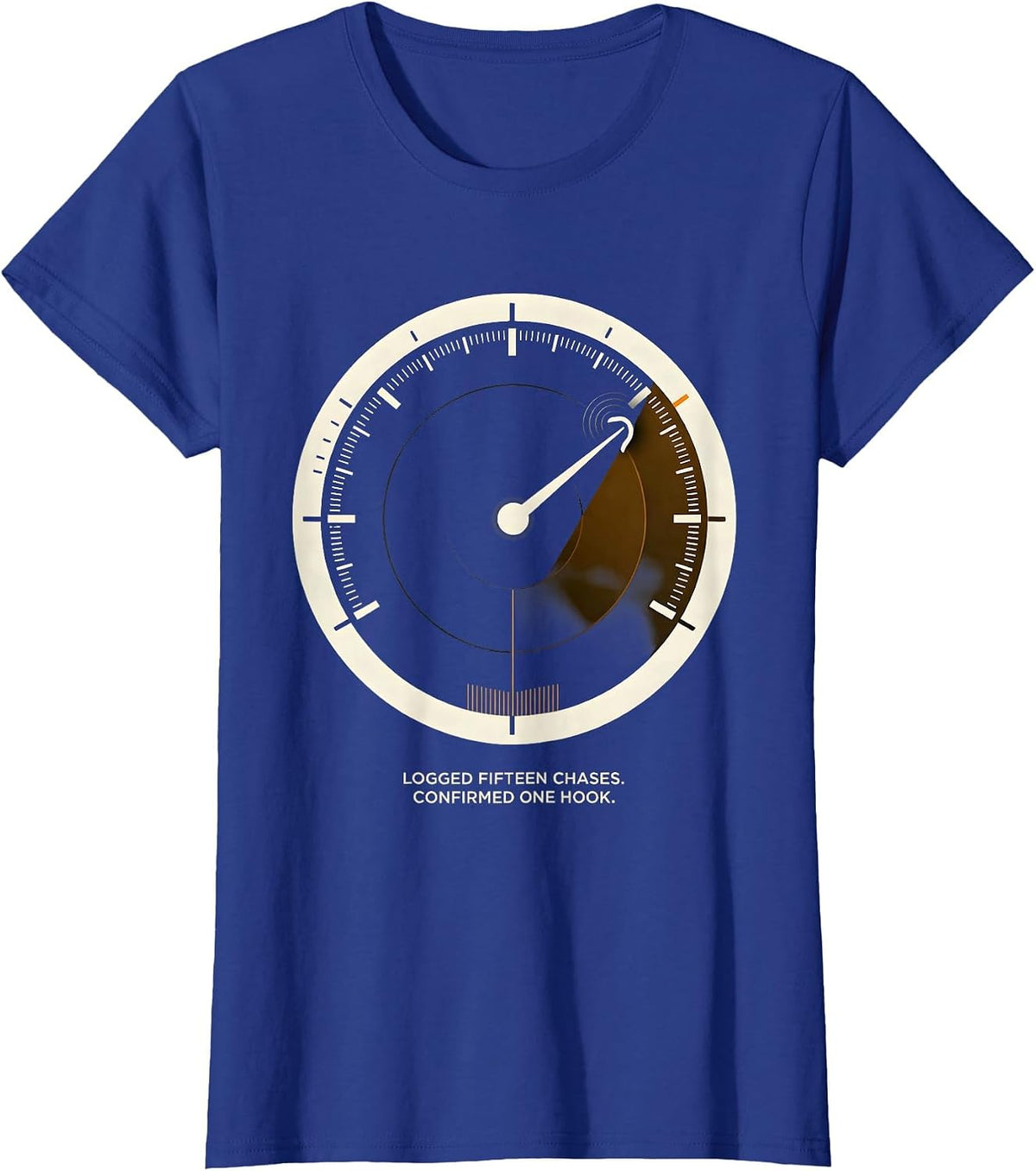 Women's Logged Fifteen Chases Confirmed One Hook Storm Chaser T-Shirt - Royal Blue