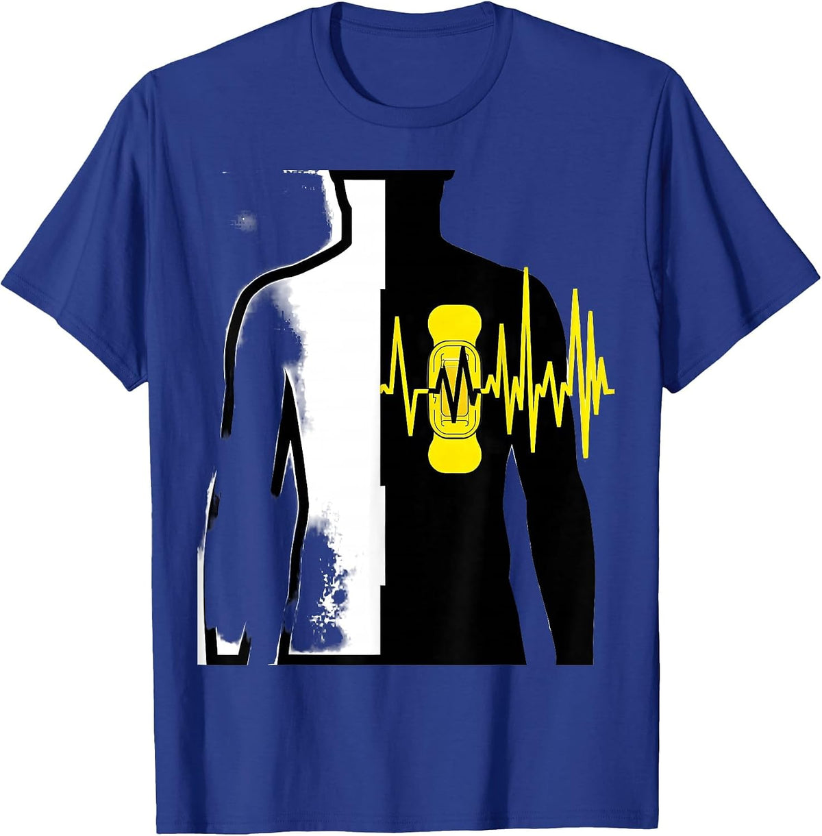 Men's Defib Pad Torso Stencil EMT Paramedic Humor T-Shirt - Royal Blue