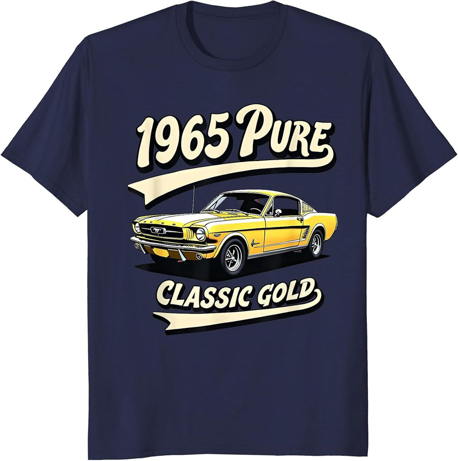 1965 Pure Classic Gold Vintage Design T-Shirt - Navy Blue