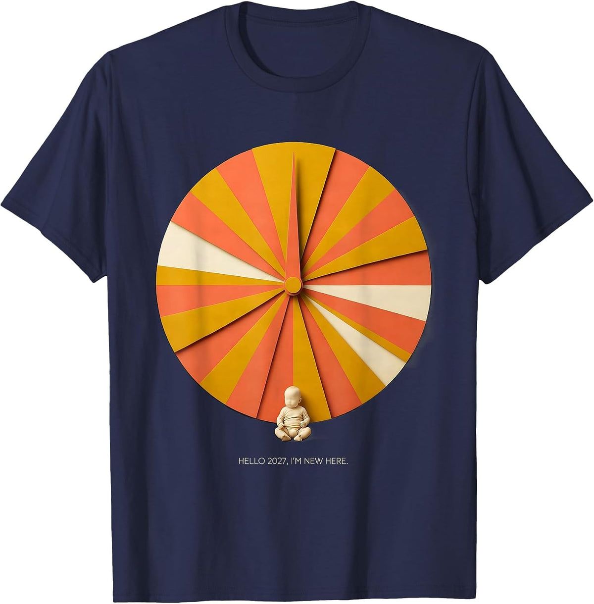 Men's Hello 2027 I'm New Here Midcentury Modern Baby Milestone T-Shirt - Navy Blue