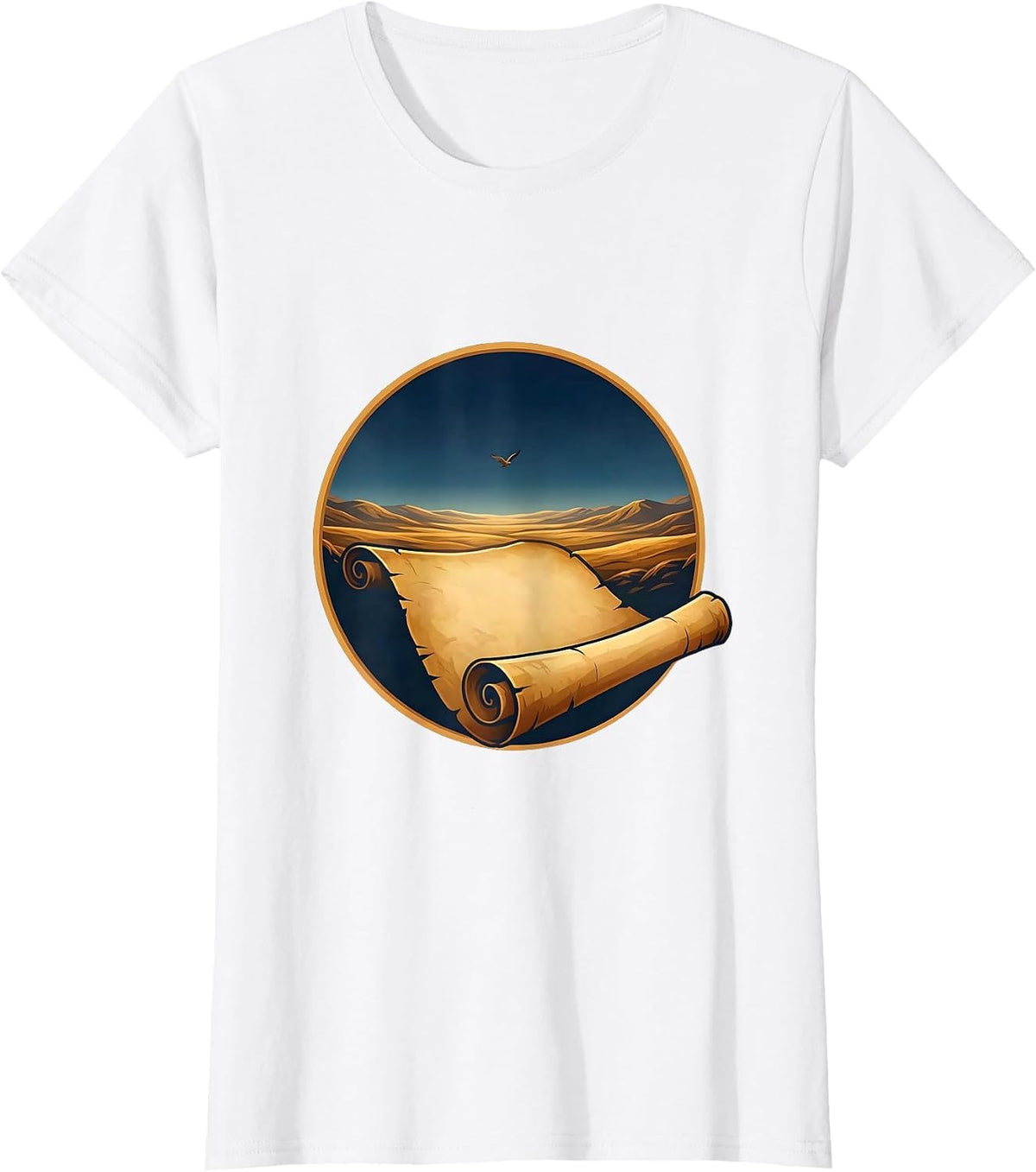 Ancient Scroll Landscape Freedom of Speech Design T-Shirt - White