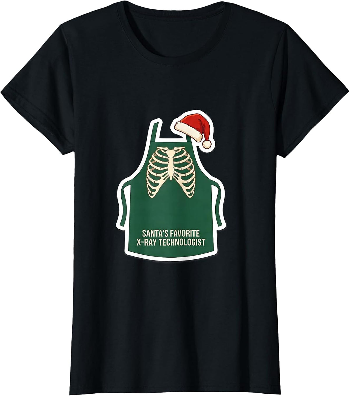 Women's Santa's Favorite X-Ray Technologist Funny Radiology Tech T-Shirt - Black