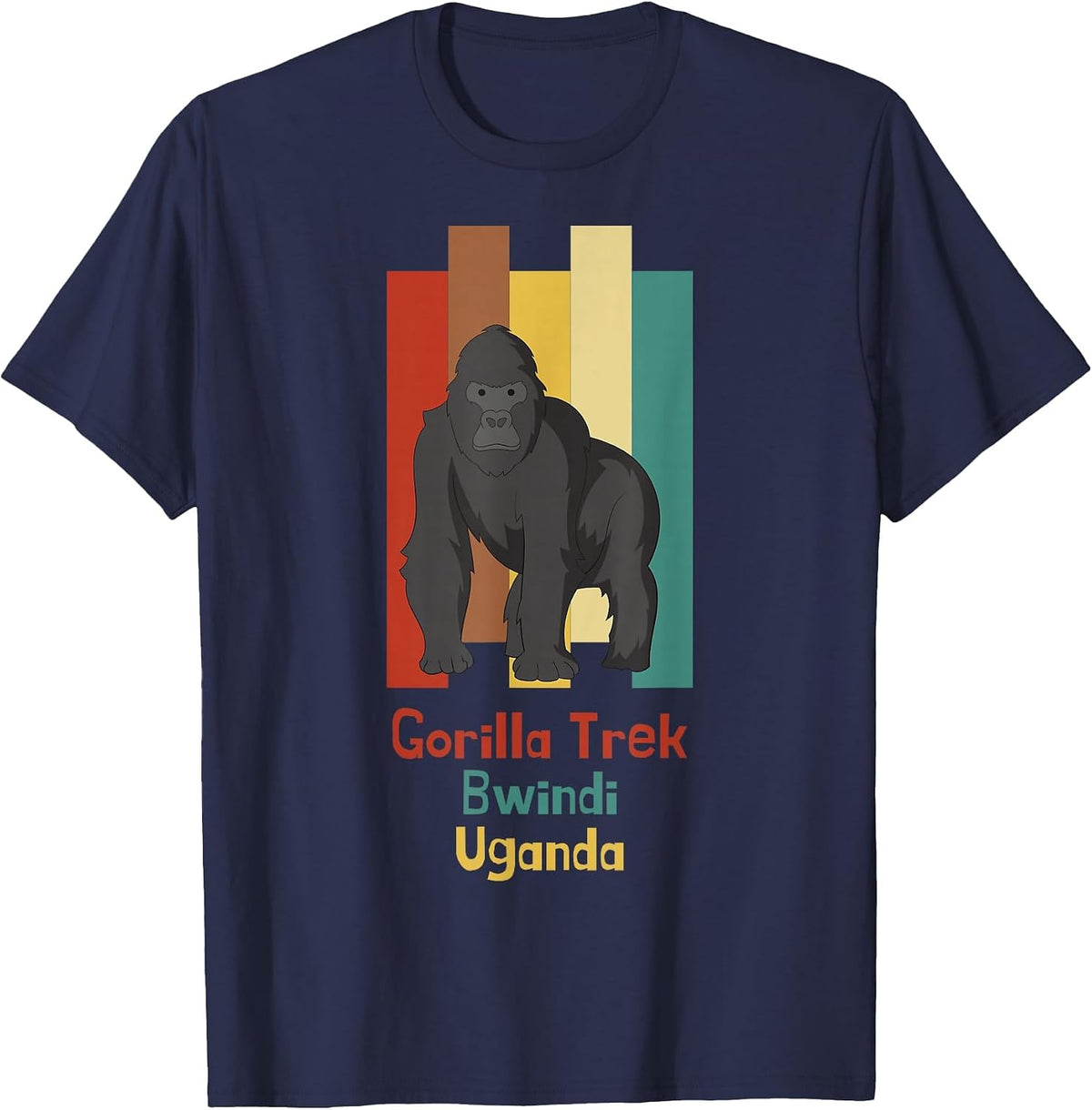 Gorilla Trekking Bwindi Impenetrable Uganda Safari Souvenir T-Shirt - Navy Blue