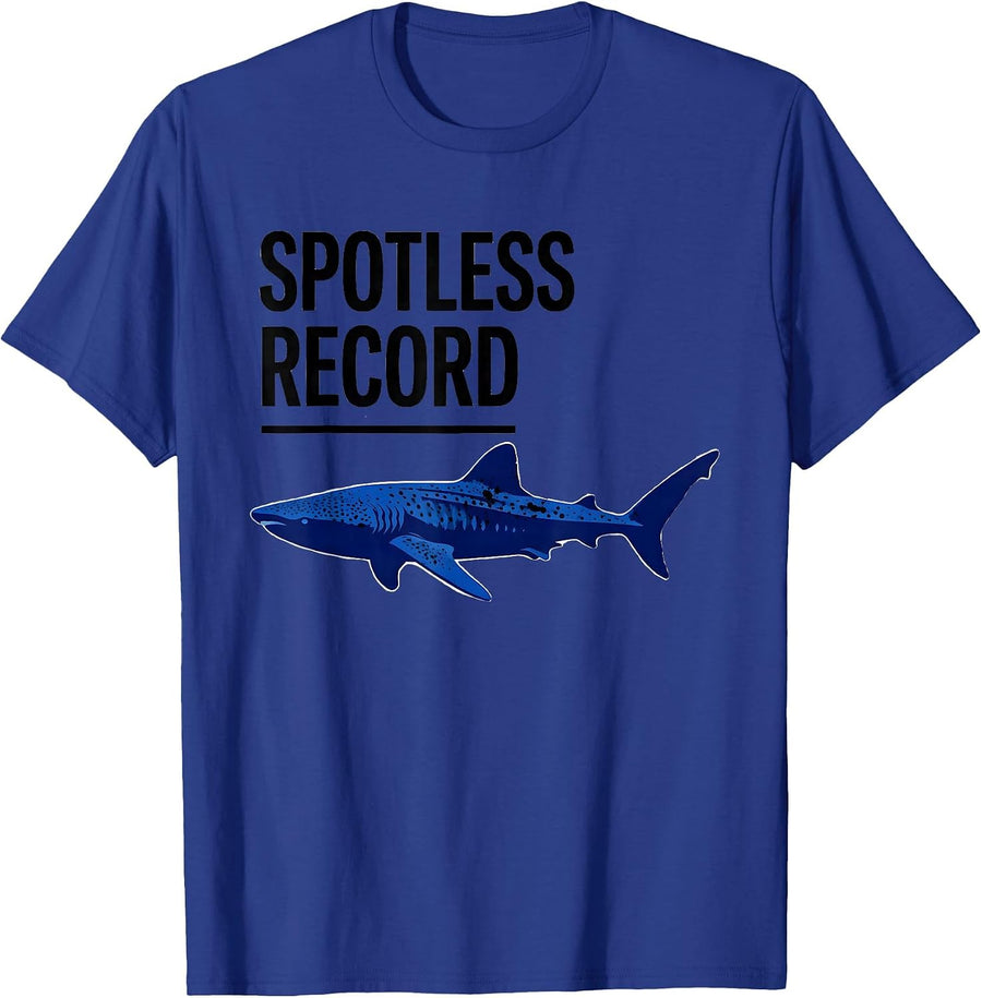 Spotless Record Funny Whale Shark Marine Biology Ocean T-Shirt - Royal Blue