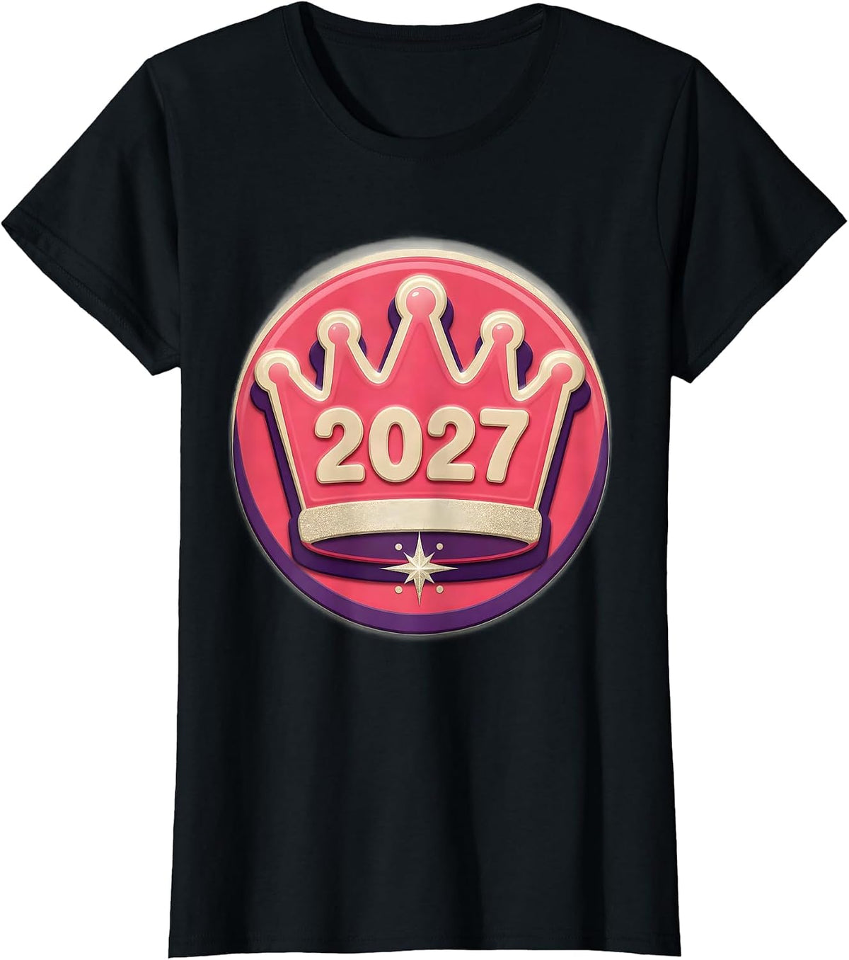 Rounded Party Crown 2027 Gummy Jelly Pop Girls New Year T-Shirt - Black