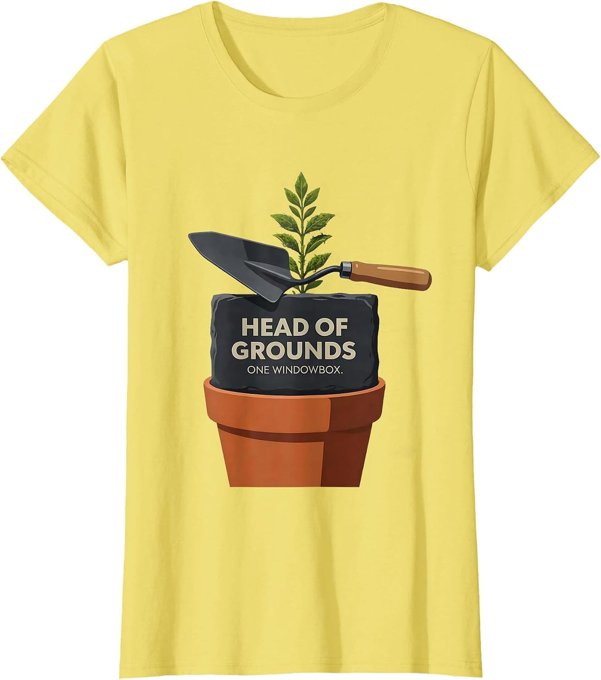 Women's Head of Grounds One Windowbox Funny Gardening Plant Lover T-Shirt - Lemon Yellow