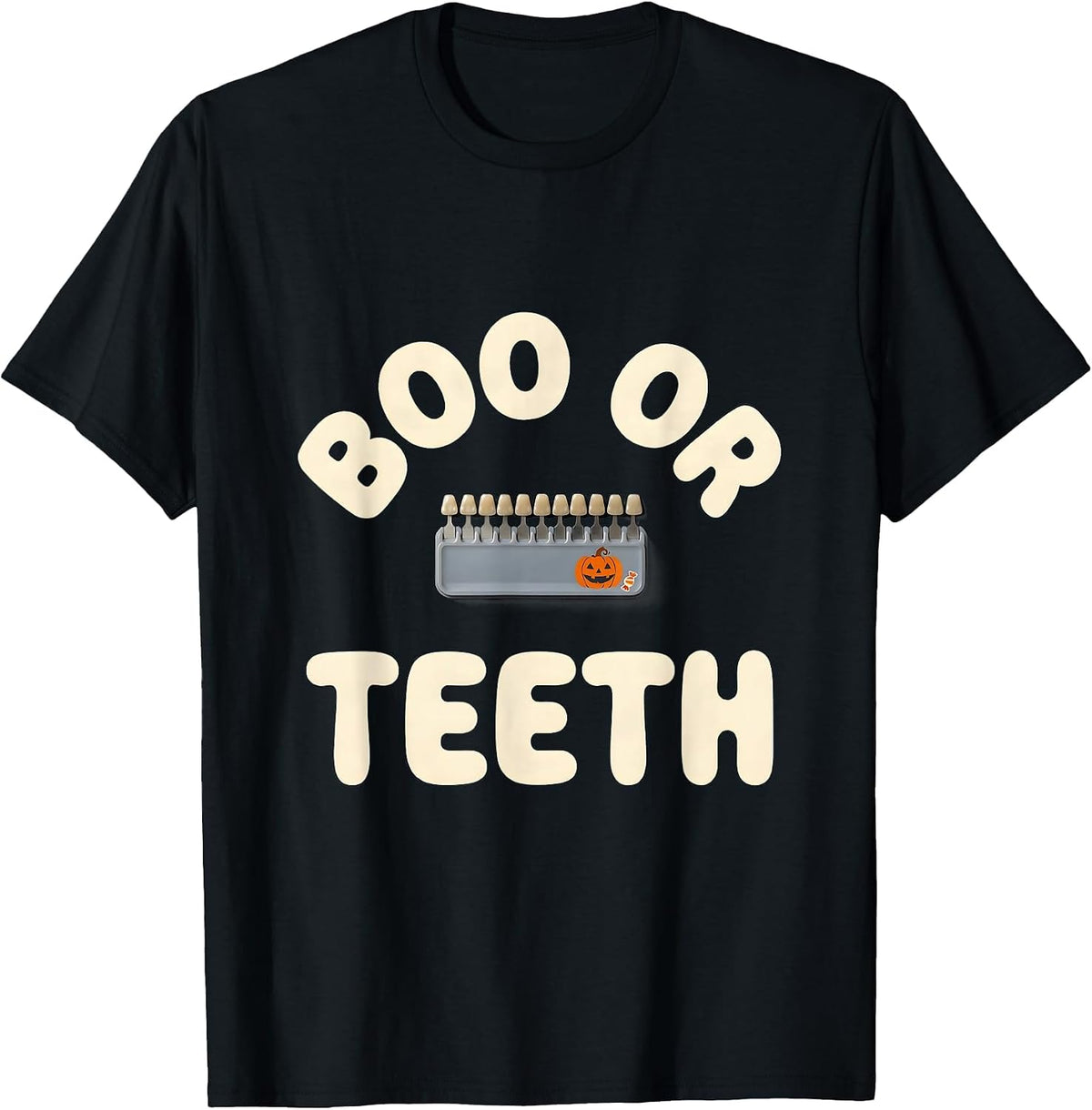 Men's Boo Or Teeth Funny Dental Hygienist Halloween Work T-Shirt - Black