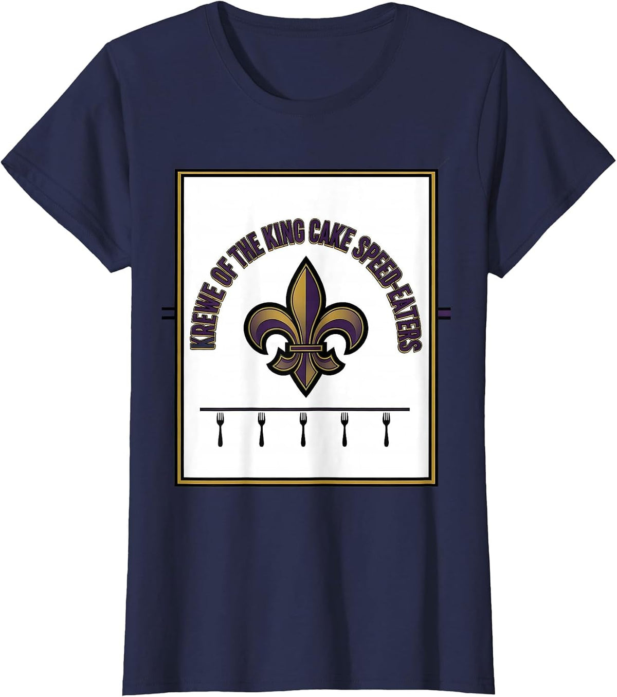 Women's Krewe Of The King Cake Speed-Eaters Sports Mardi Gras Party T-Shirt - Navy Blue