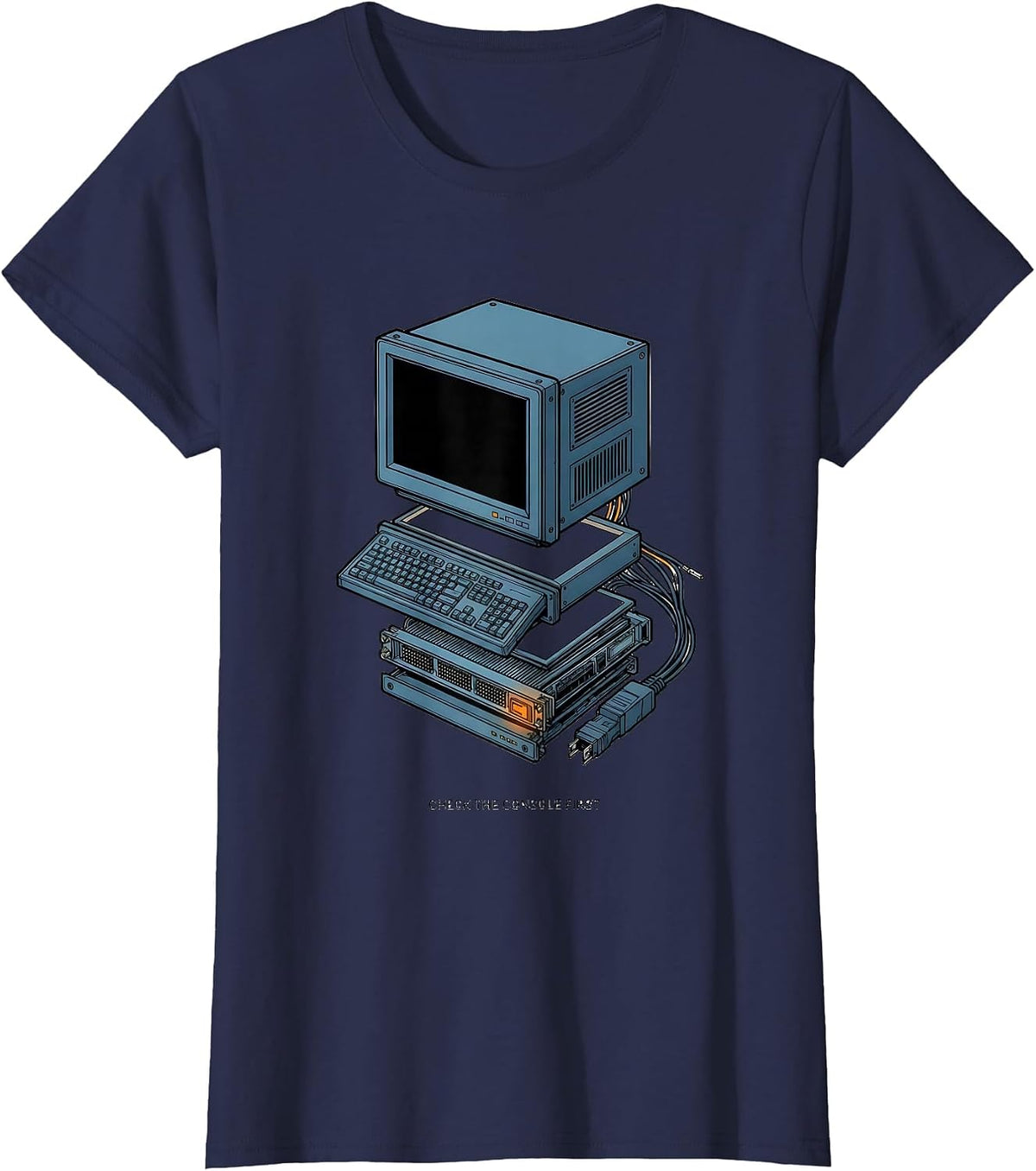 Women's Check The Console First Funny Tech Support Programmer IT T-Shirt - Navy Blue