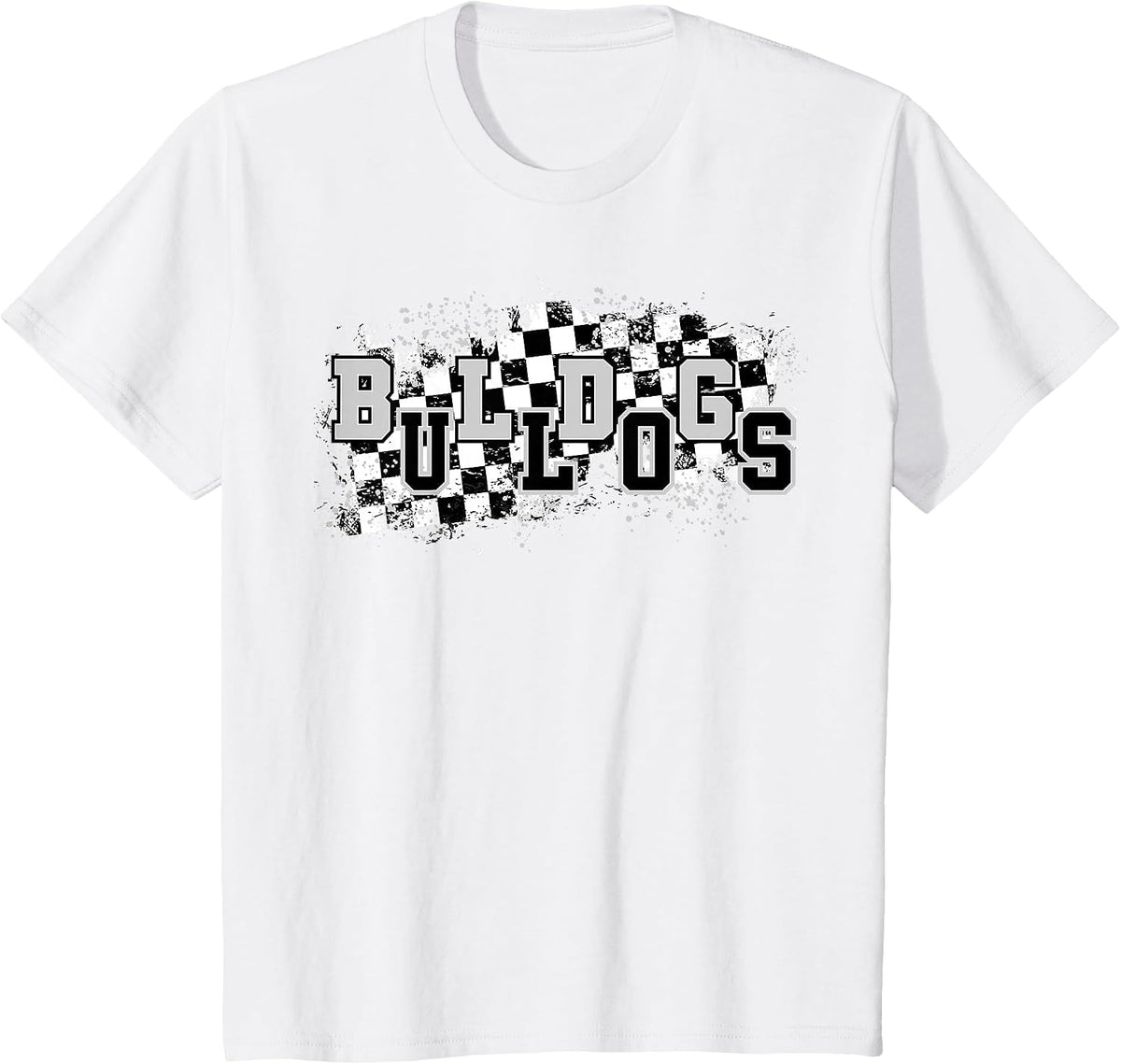 Bulldogs School Spirit Bulldog Pride Checkered Teacher T-Shirt - White