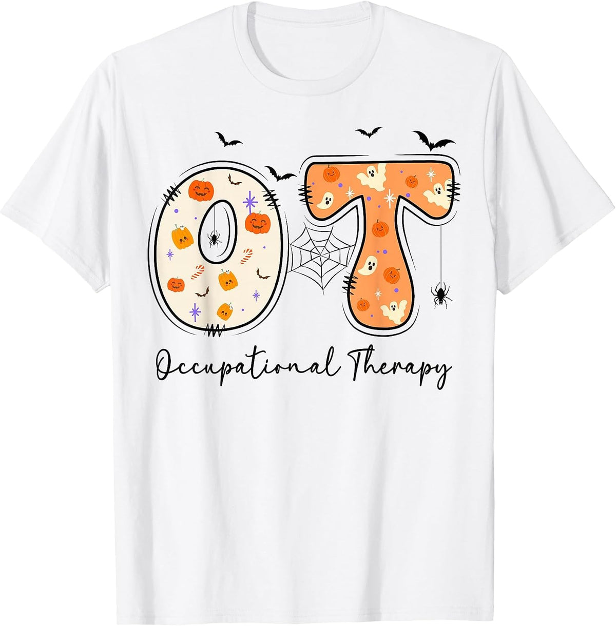 OT Therapists Occupational Therapy Pumpkin Ghost Halloween T-Shirt - White