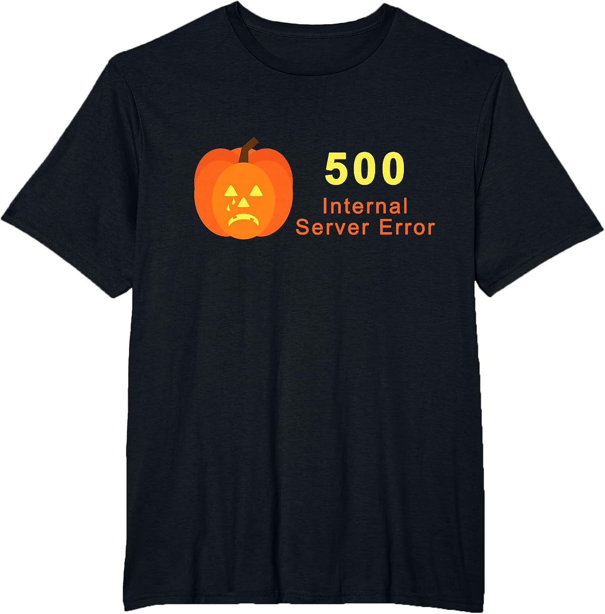 Crying Halloween Jack o' Lantern 500 Internal Server Error T-Shirt - Black