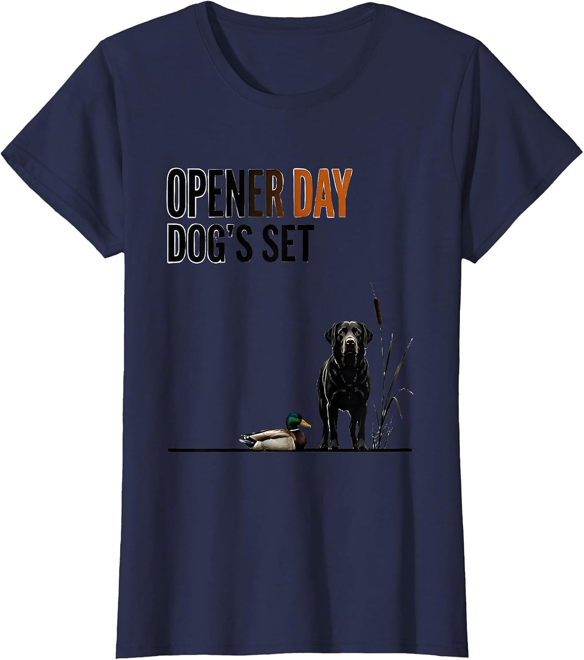 Women's Opener Day Dog's Set Retriever Hunting Dog Duck Hunting T-Shirt - Navy Blue