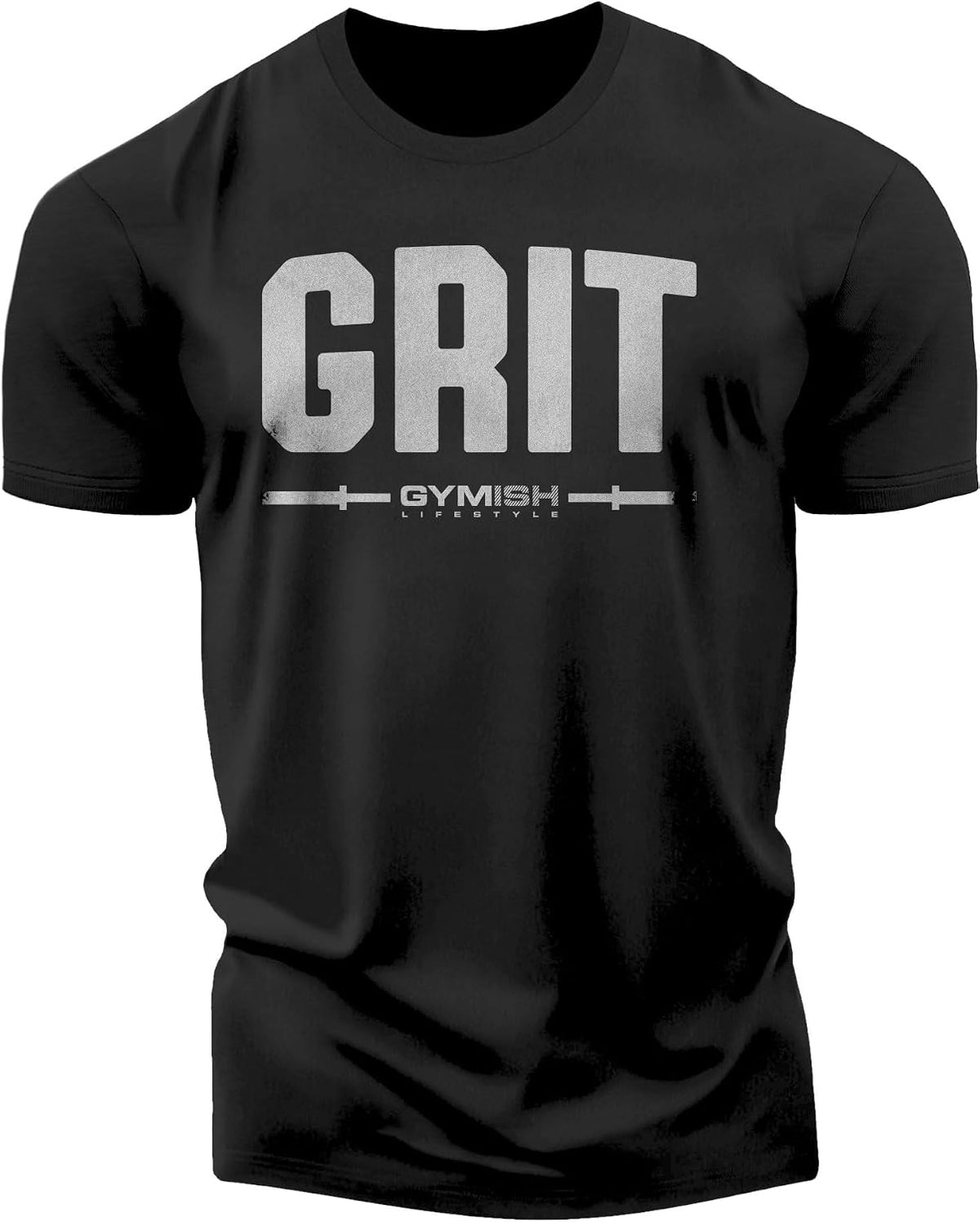 Gymish Lifestyle Grit Workout Shirt for Men - Deadlift Lifting T-Shirt - 4. Grit Silver on Black