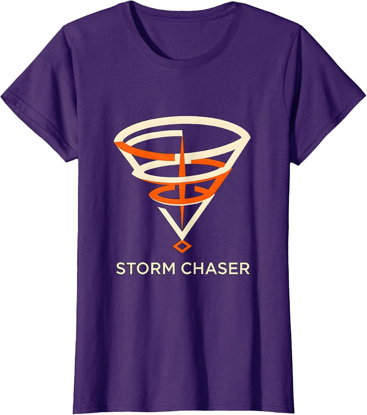 Women's Storm Chaser Minimalist Tornado Glyph Weather Enthusiast T-Shirt - Purple