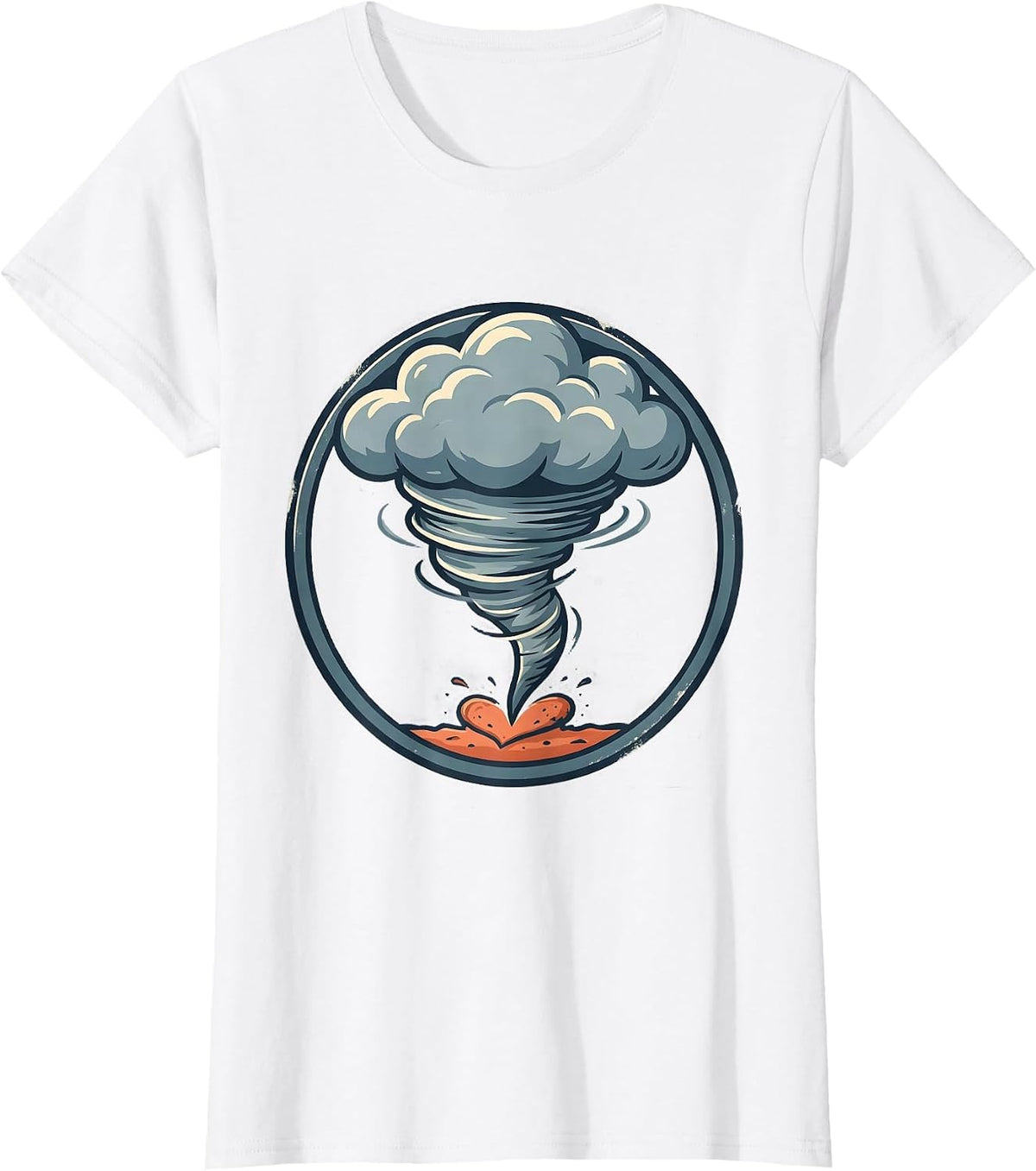 Women's Round Tornado Badge Storm Chaser Meteorology Enthusiast T-Shirt - White