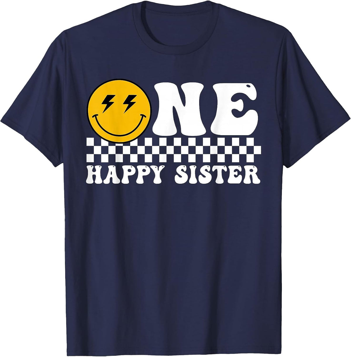Happy Sister 1st Birthday Family Matching Theme T-Shirt - Navy Blue
