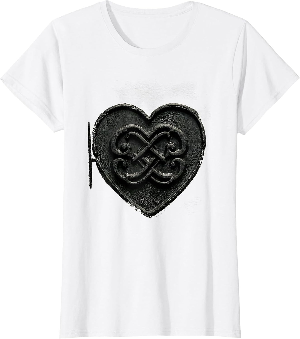 Heart-Shaped Initials Matching Pair Rubber Stamp T-Shirt - White