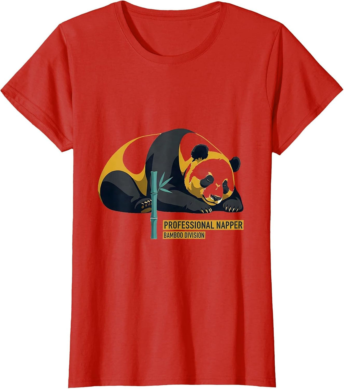 Professional Napper Bamboo Division Midcentury Modern Panda T-Shirt - Red