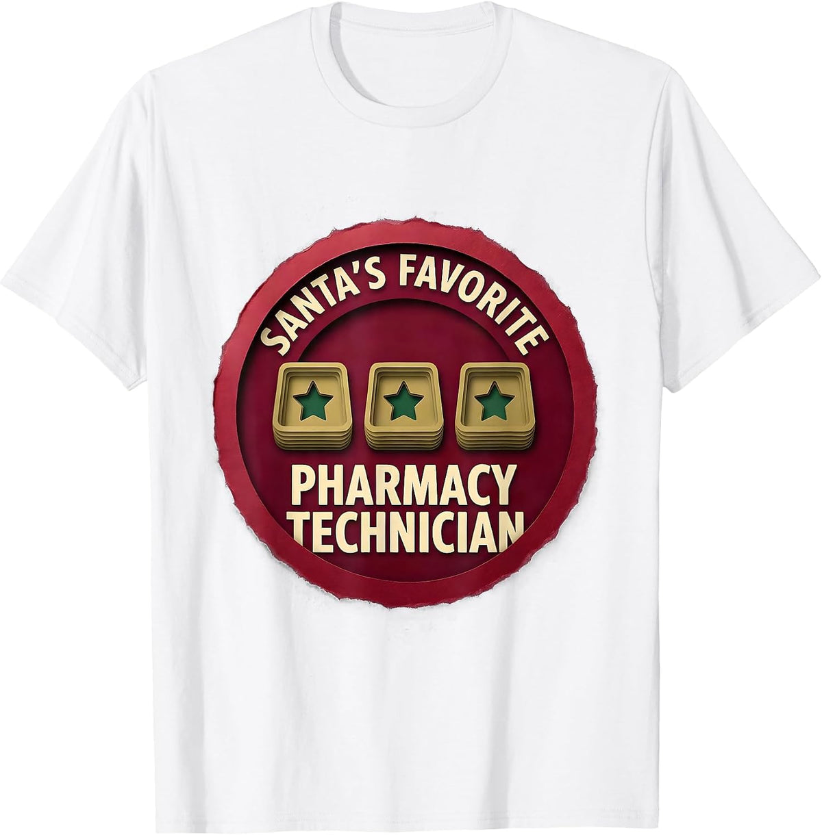 Men's Santa's Favorite Pharmacy Technician Funny Medical Tech T-Shirt - White