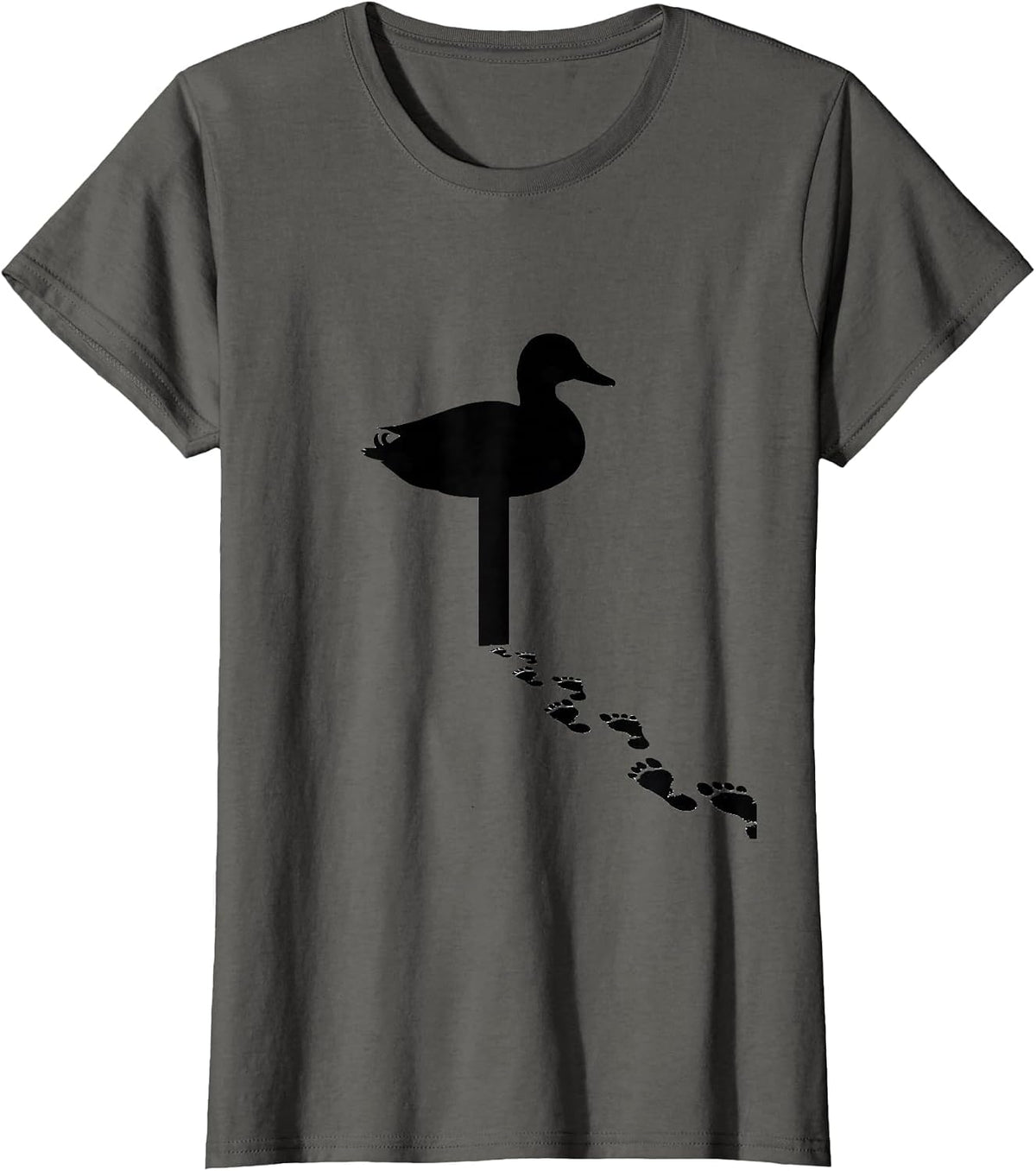 Women's Duck Decoy Silhouette Outdoor Hunting Humor Gift T-Shirt - Asphalt Grey