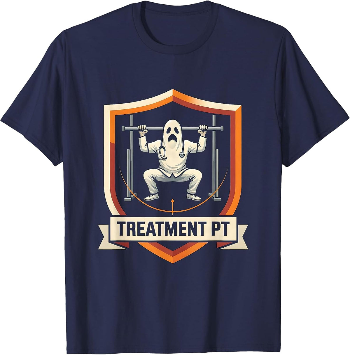 Treatment PT Funny Physical Therapy Halloween Therapist T-Shirt - Navy Blue