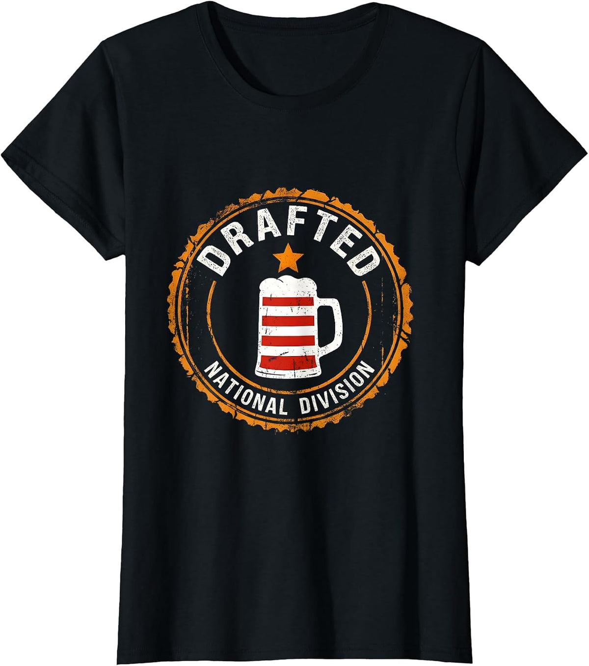 Women's Drafted National Division Rubber Stamp National Flag T-Shirt - Black