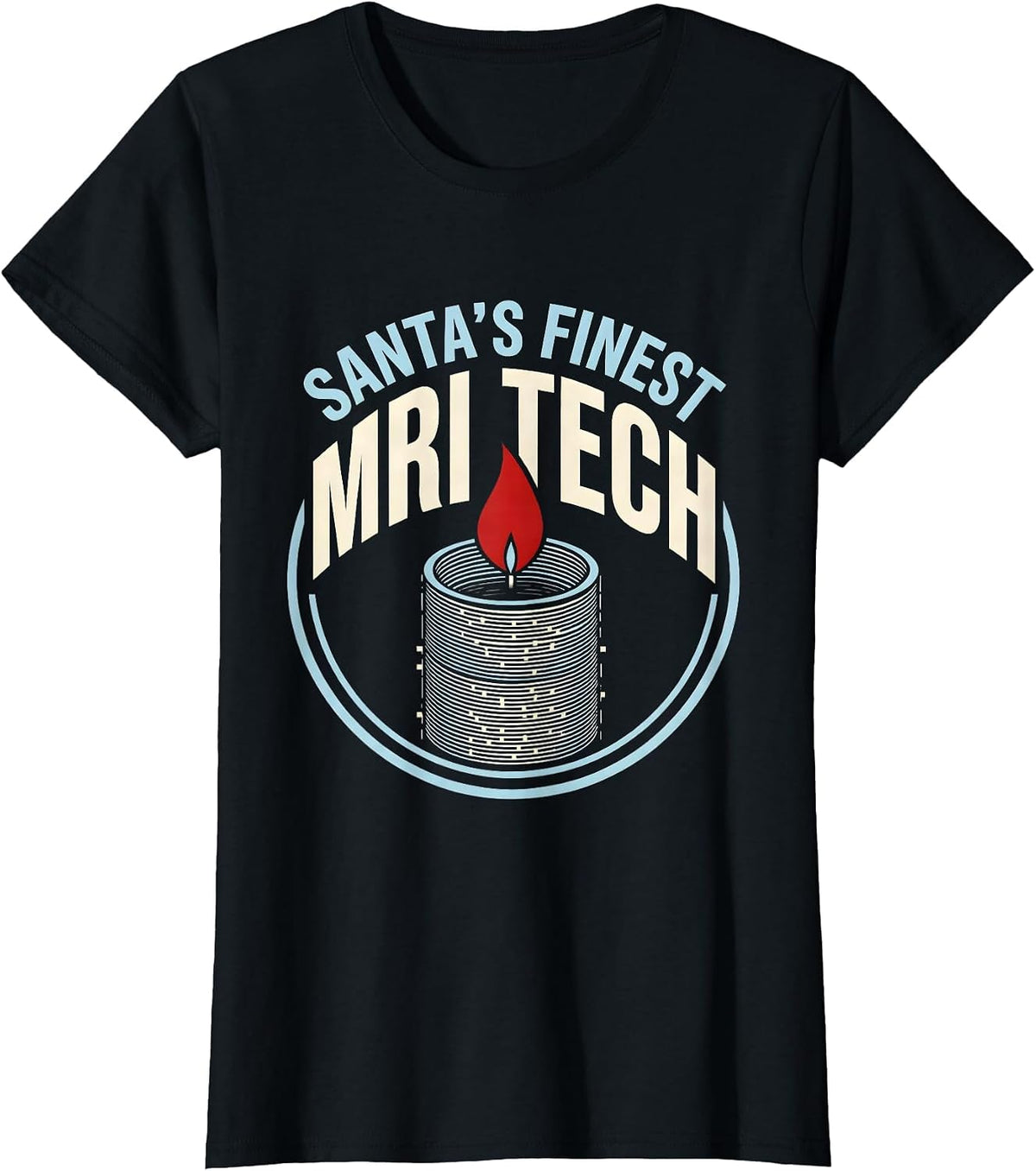 Women's Santa's Finest MRI Tech Funny Radiology Tech Christmas Humor T-Shirt - Black