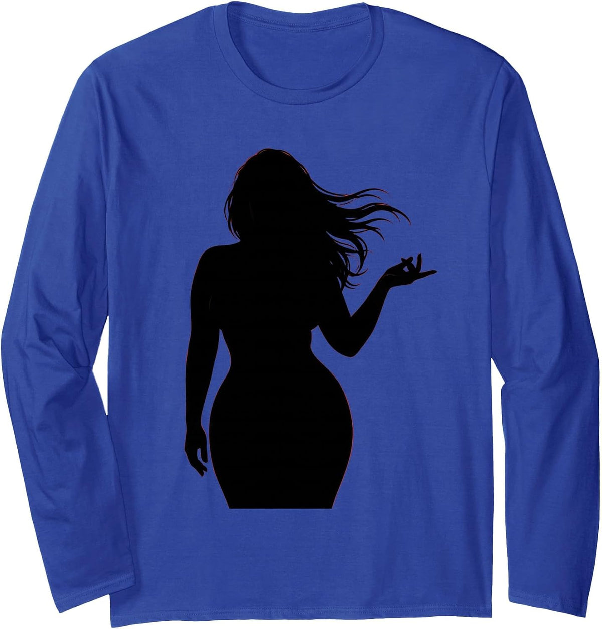 Seductive Finger Curl Illustration Graphic Long Sleeve T-Shirt - Adult Unisex Royal Blue