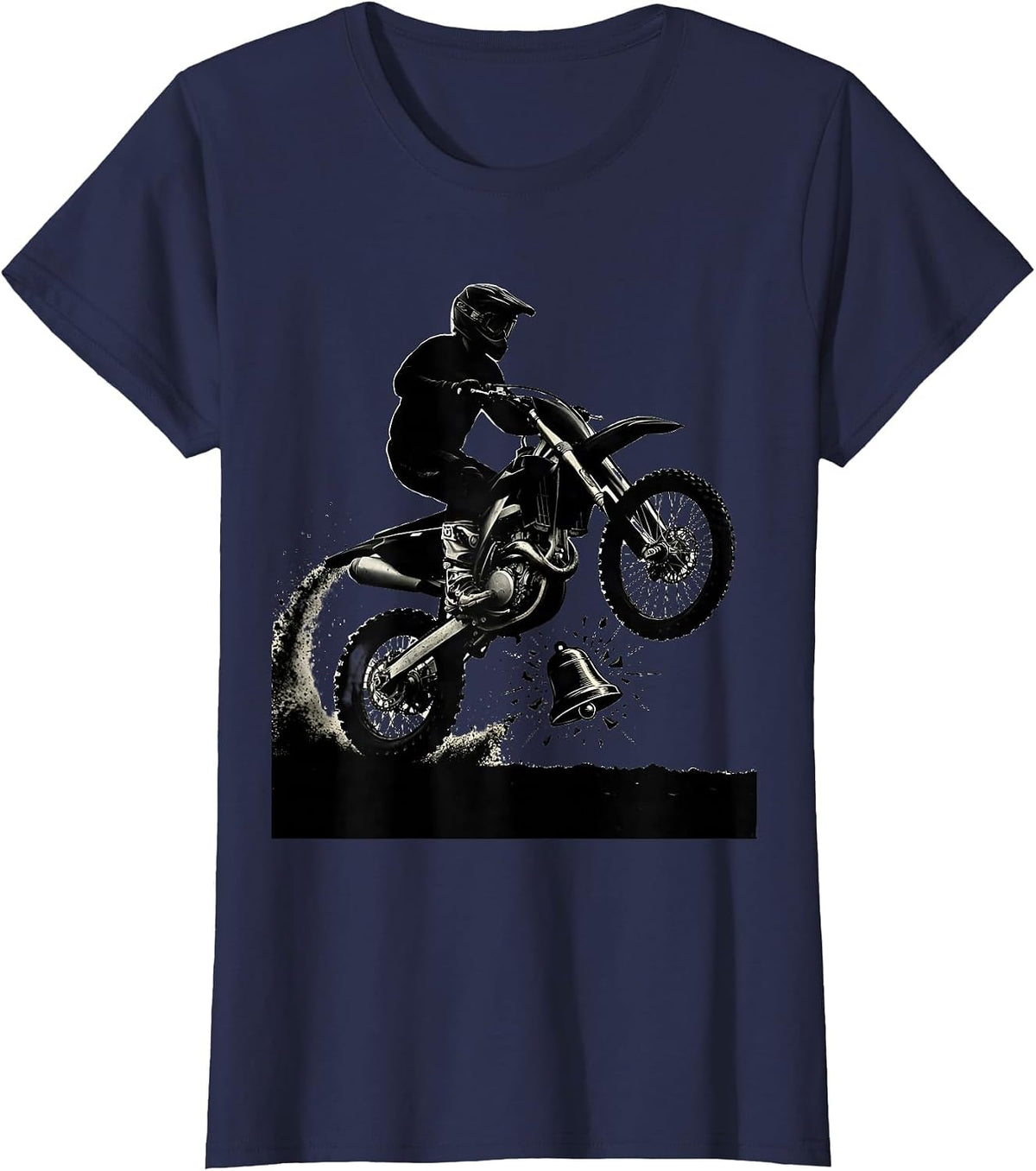 Women's Dirt Bike Rider Silhouette Motocross Humor T-Shirt - Navy Blue