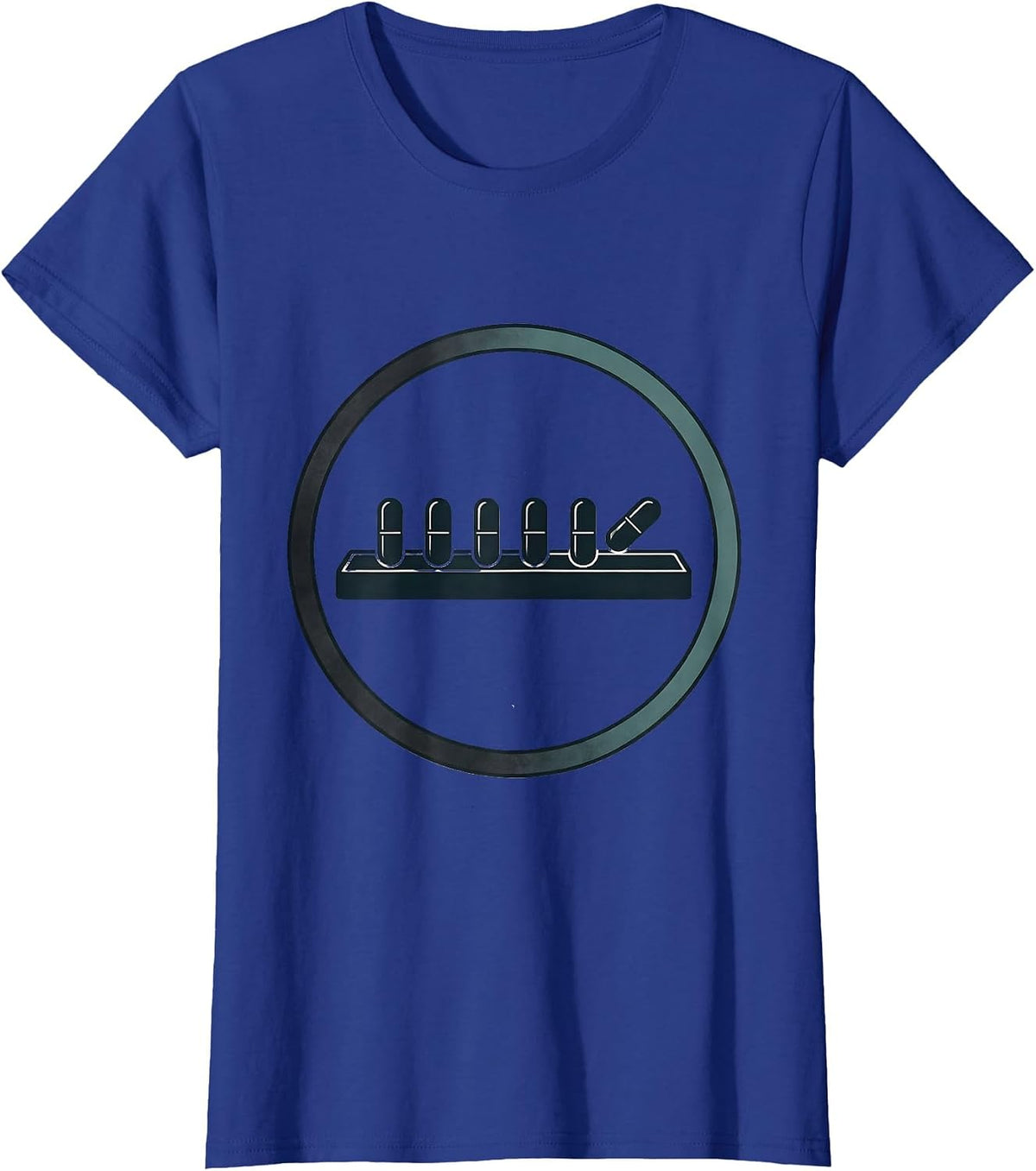 Women's Sealed Pharmacy Tech Badge Cute Minimalist Counting Tray T-Shirt - Royal Blue