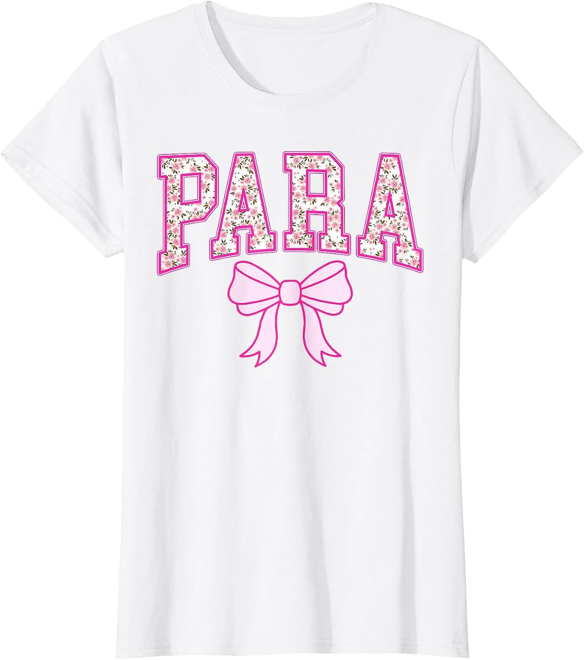 Retro para Pink Coquette Bow Floral Team Matching Women T-Shirt - White
