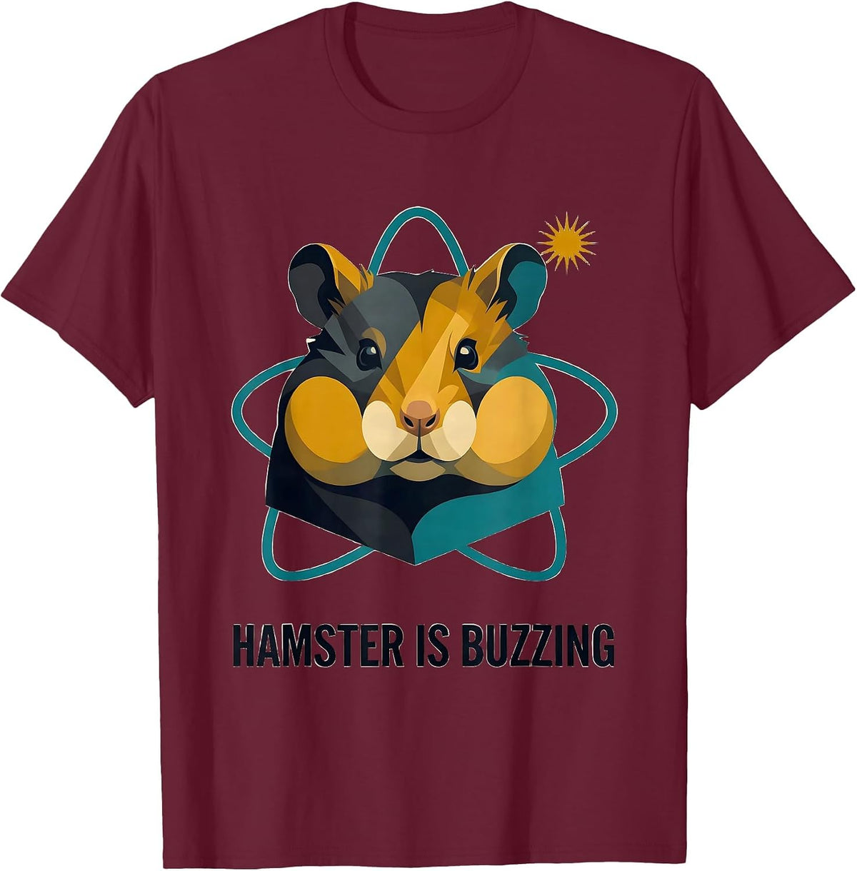 Hamster Is Buzzing Midcentury Modern Pet Lover Humor T-Shirt - Burgundy