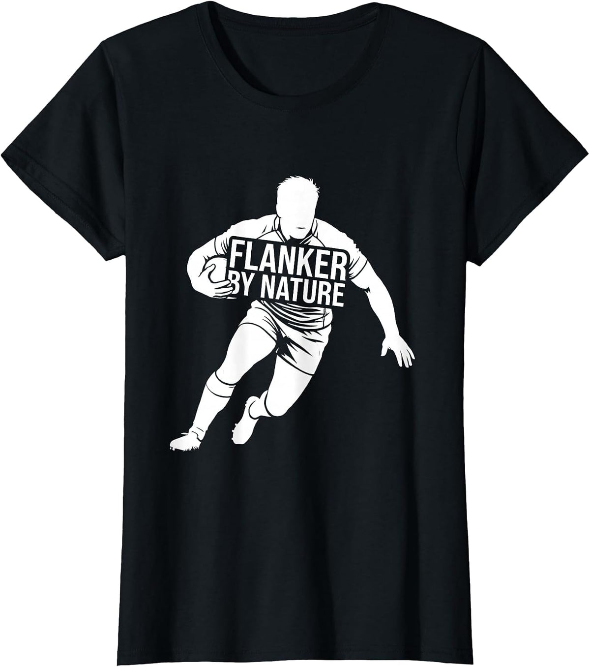 Flanker By Nature Rugby Graphic Design T-Shirt - Black
