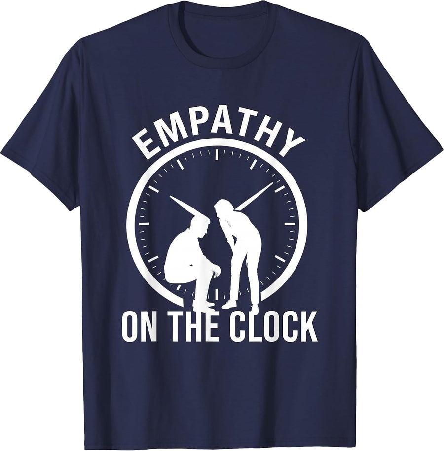 Empathy on the Clock Social Worker Design T-Shirt - Navy Blue