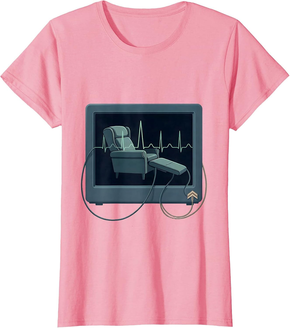 Women's Cardiac Monitor Chair EMS Paramedic Humor T-Shirt - Pink