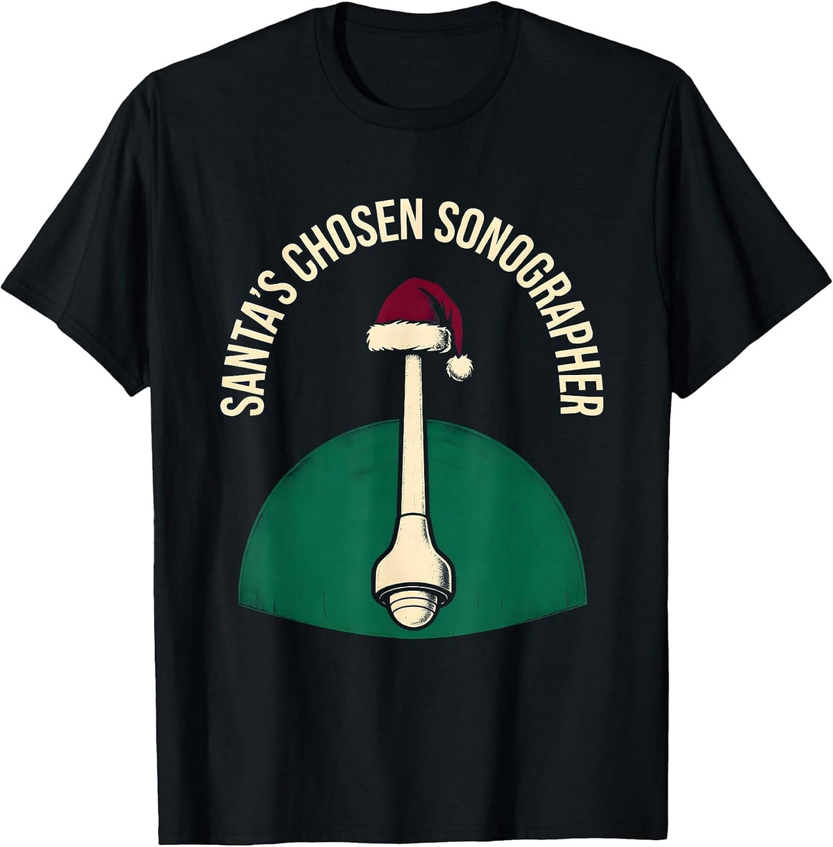 Men's Santa's Chosen Sonographer Funny Radiology Tech Christmas T-Shirt - Black