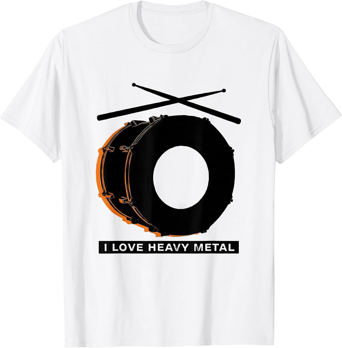Men's I Love Heavy Metal Brutalist Graphic Rock Fan Humor T-Shirt - White