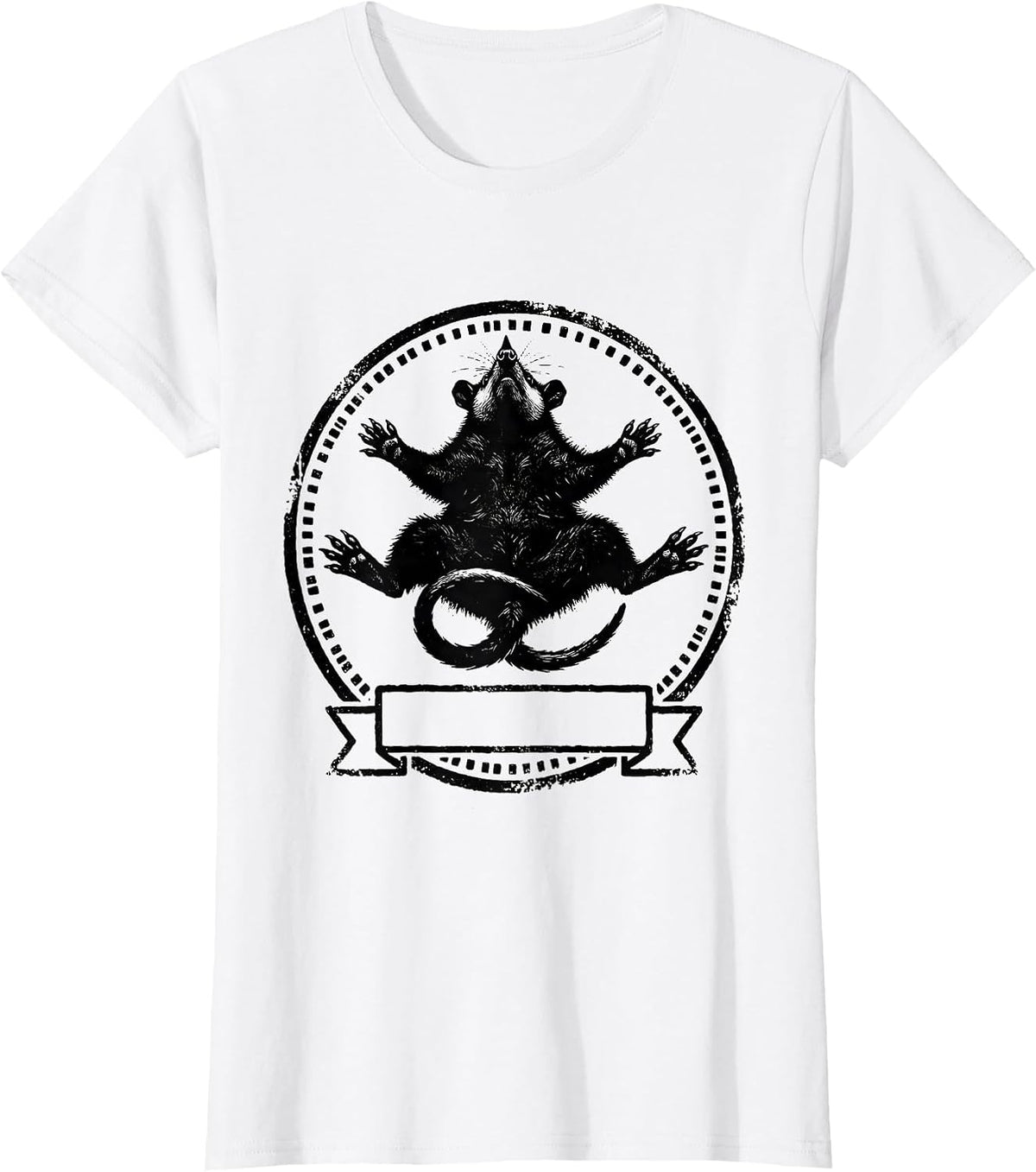 Opossum Plays Dead Rubber Stamp Animal Lover Meme Humor T-Shirt - White