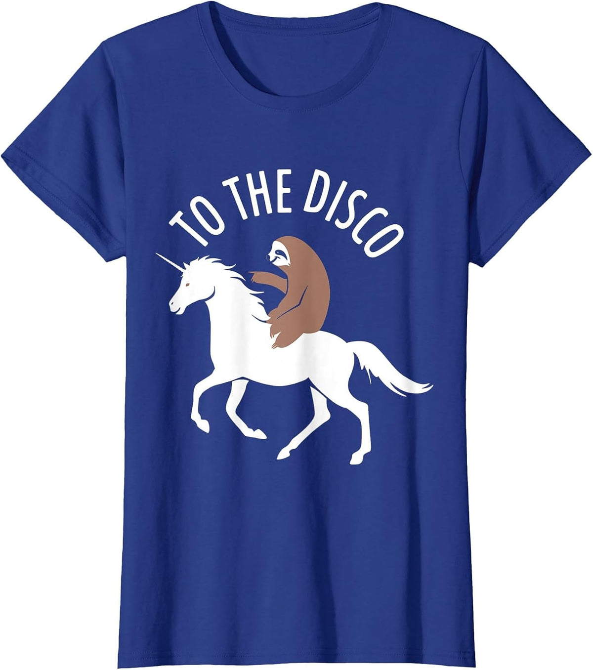 Sloth Riding Unicorn to The Disco Funny T-Shirt - Royal Blue