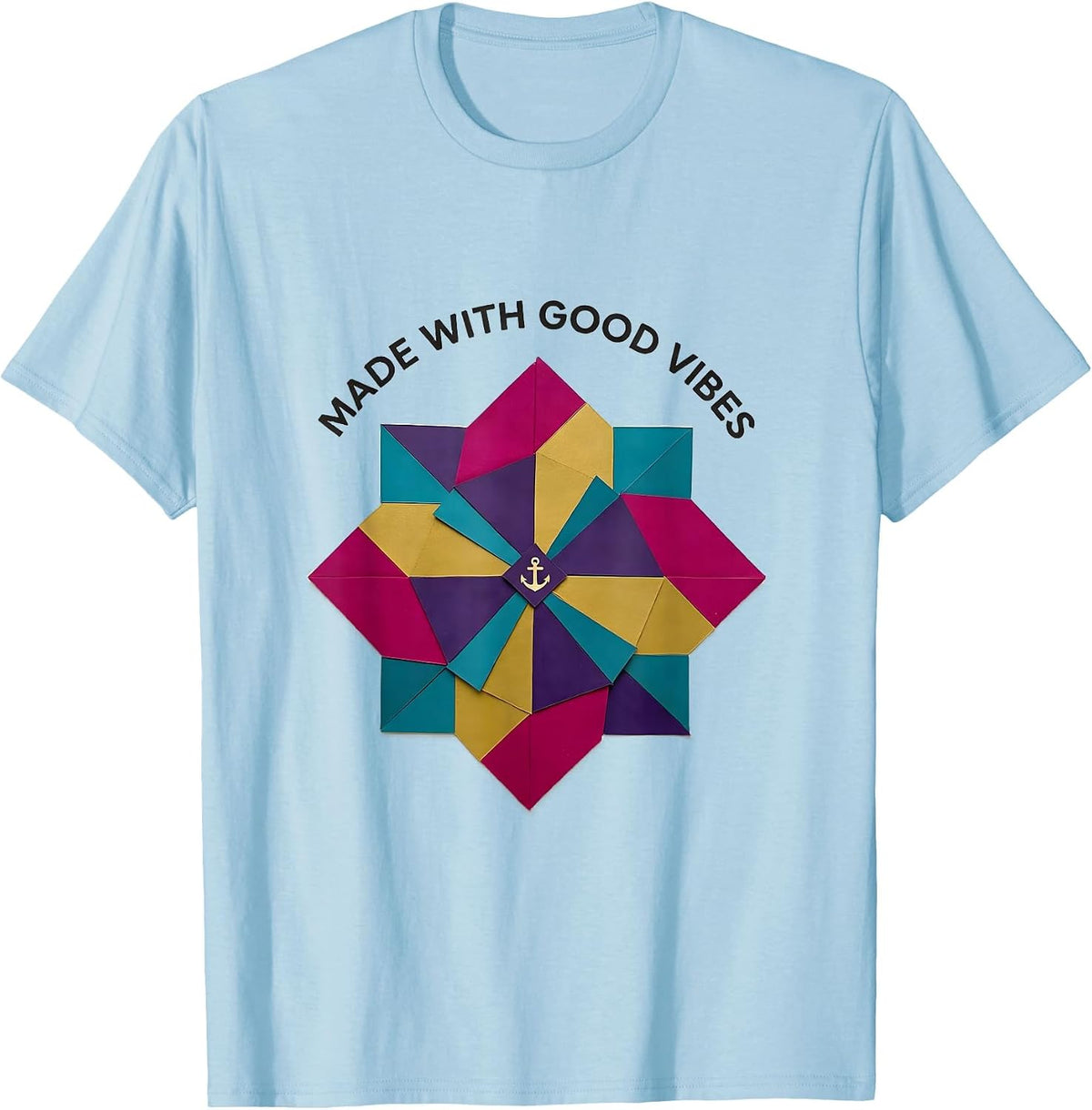 Made With Good Vibes Tie Dye Graphic Design T-Shirt - Baby Blue