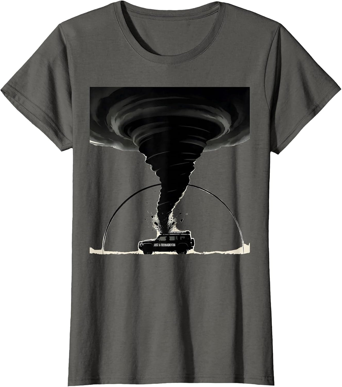 Women's Just A Tornado Fan Funny Storm Chaser Meteorology Humor T-Shirt - Asphalt Grey