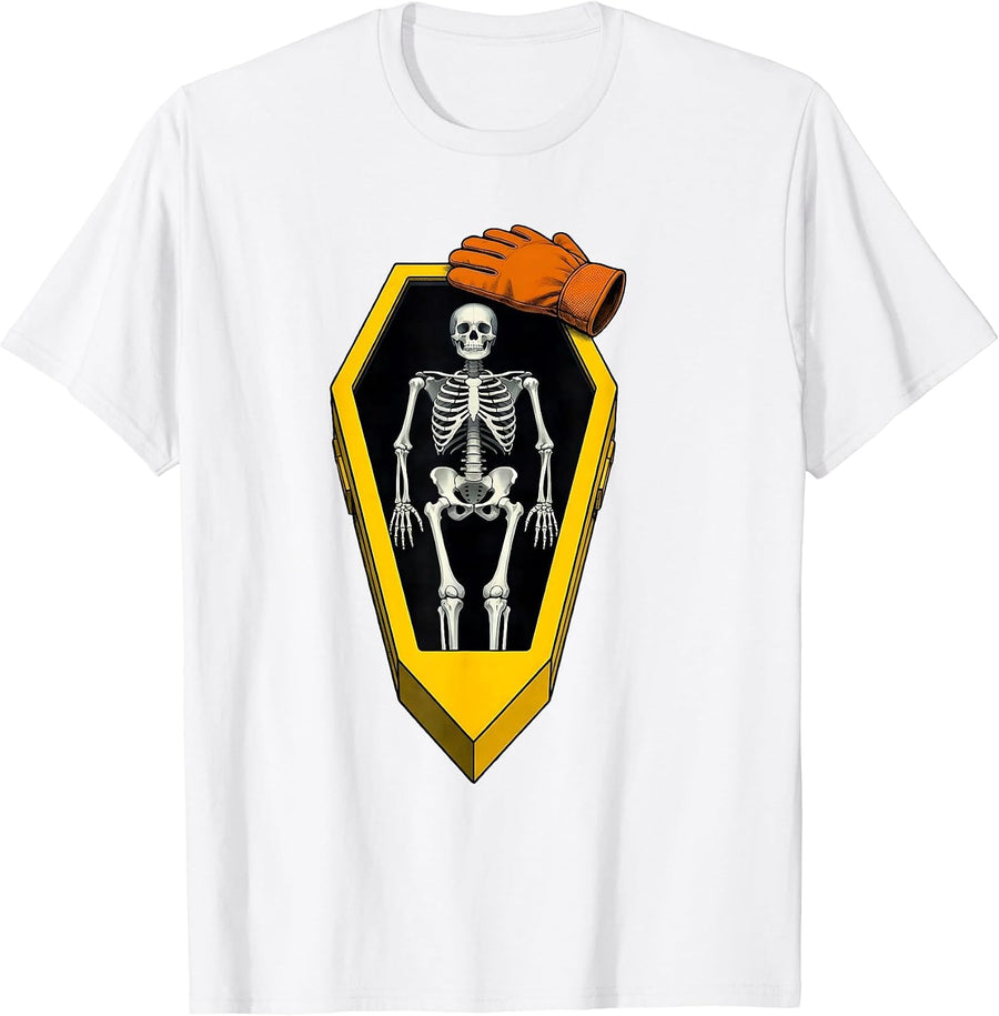 Men's Radiographic Coffin Skeleton Halloween Radiology Tech T-Shirt - White