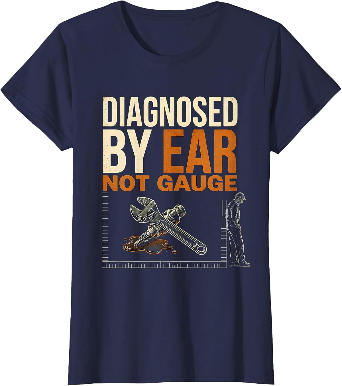 Women's Diagnosed By Ear, Not Gauge Funny Trucker Diesel Pickup T-Shirt - Navy Blue