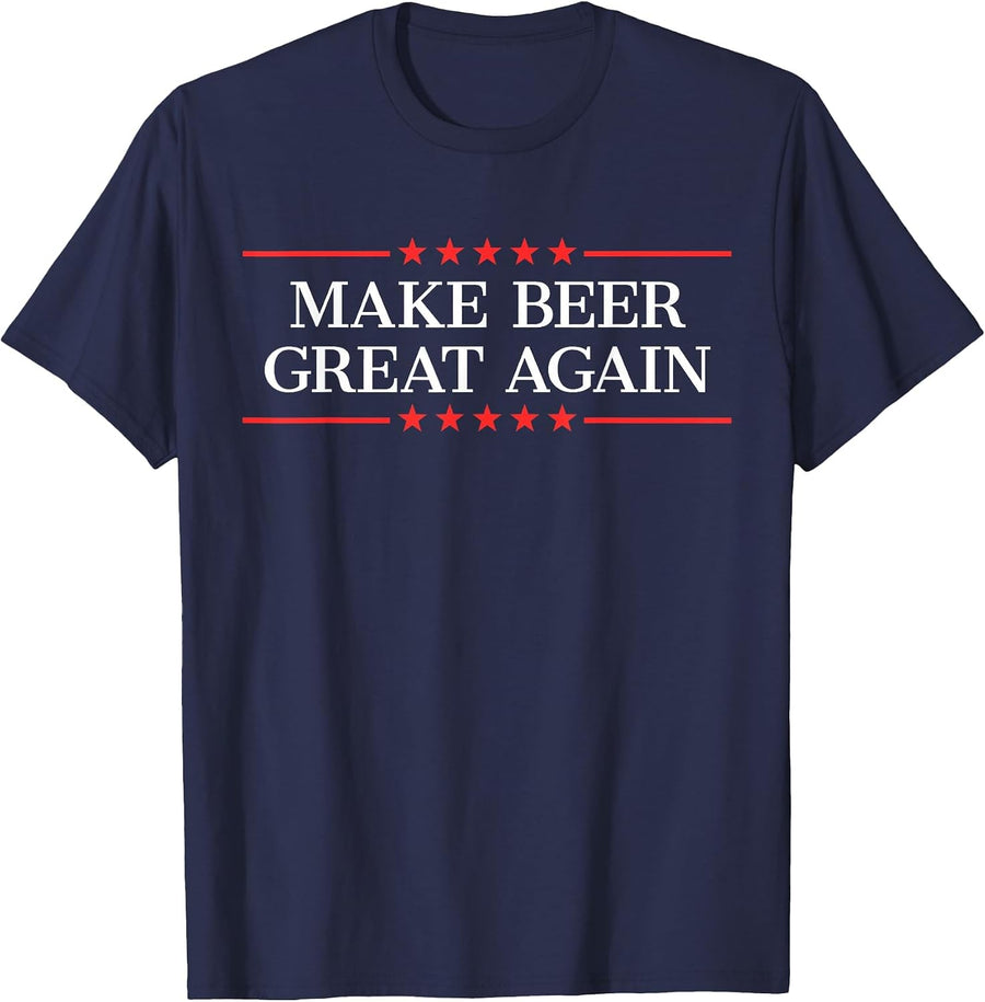 Make Beer Great Again Funny Beer Drinking Party T-Shirt - Navy Blue