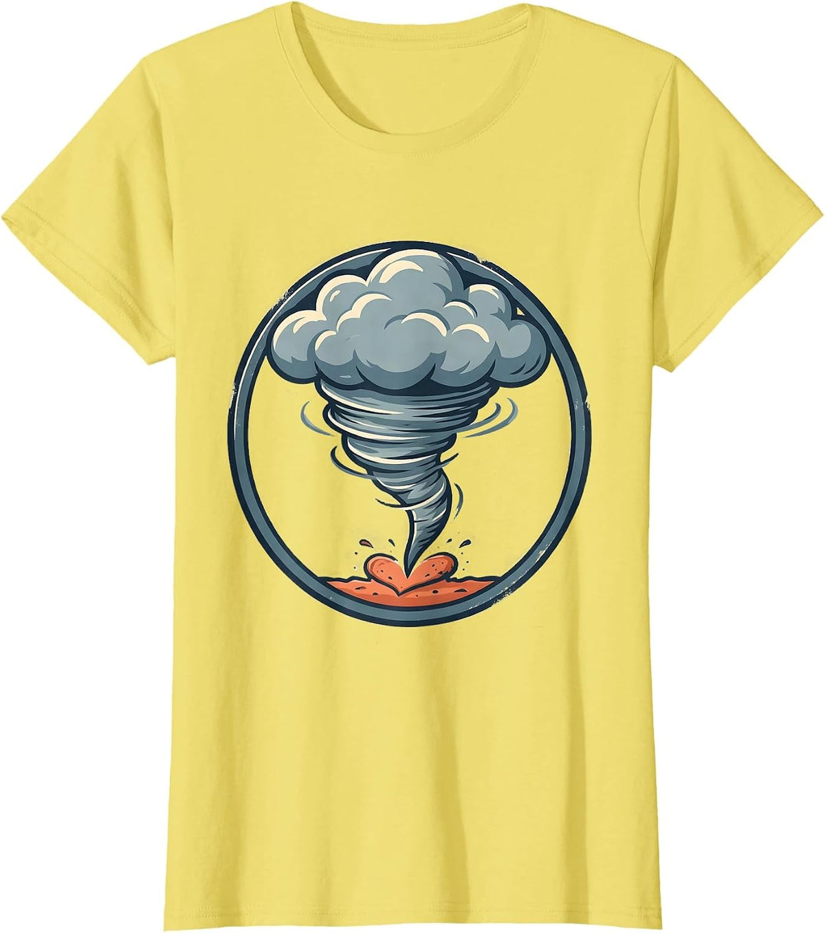 Women's Round Tornado Badge Storm Chaser Meteorology Enthusiast T-Shirt - Lemon Yellow