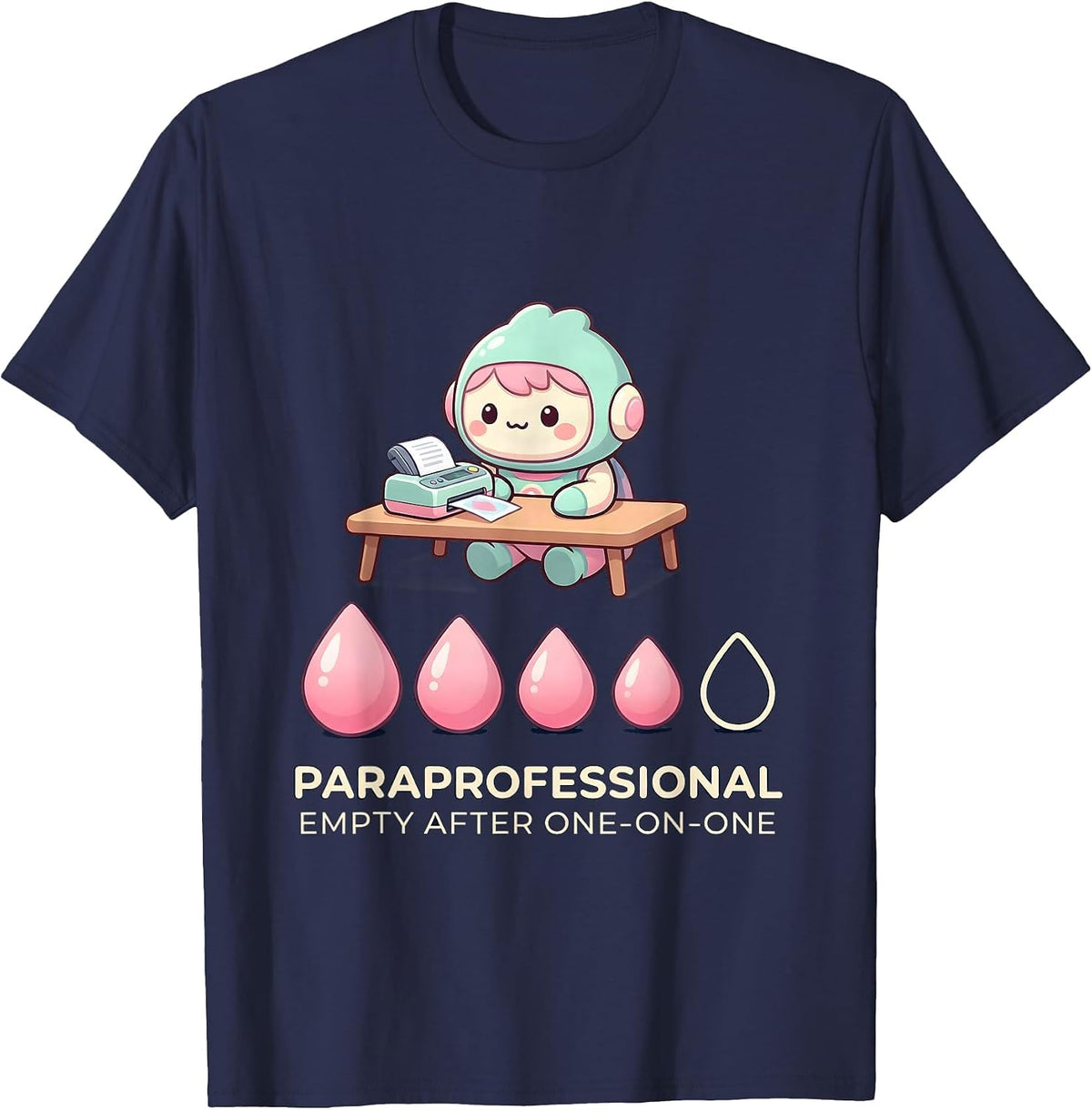 Men's PARAPROFESSIONAL Cute Kawaii School Staff Appreciation T-Shirt - Navy Blue